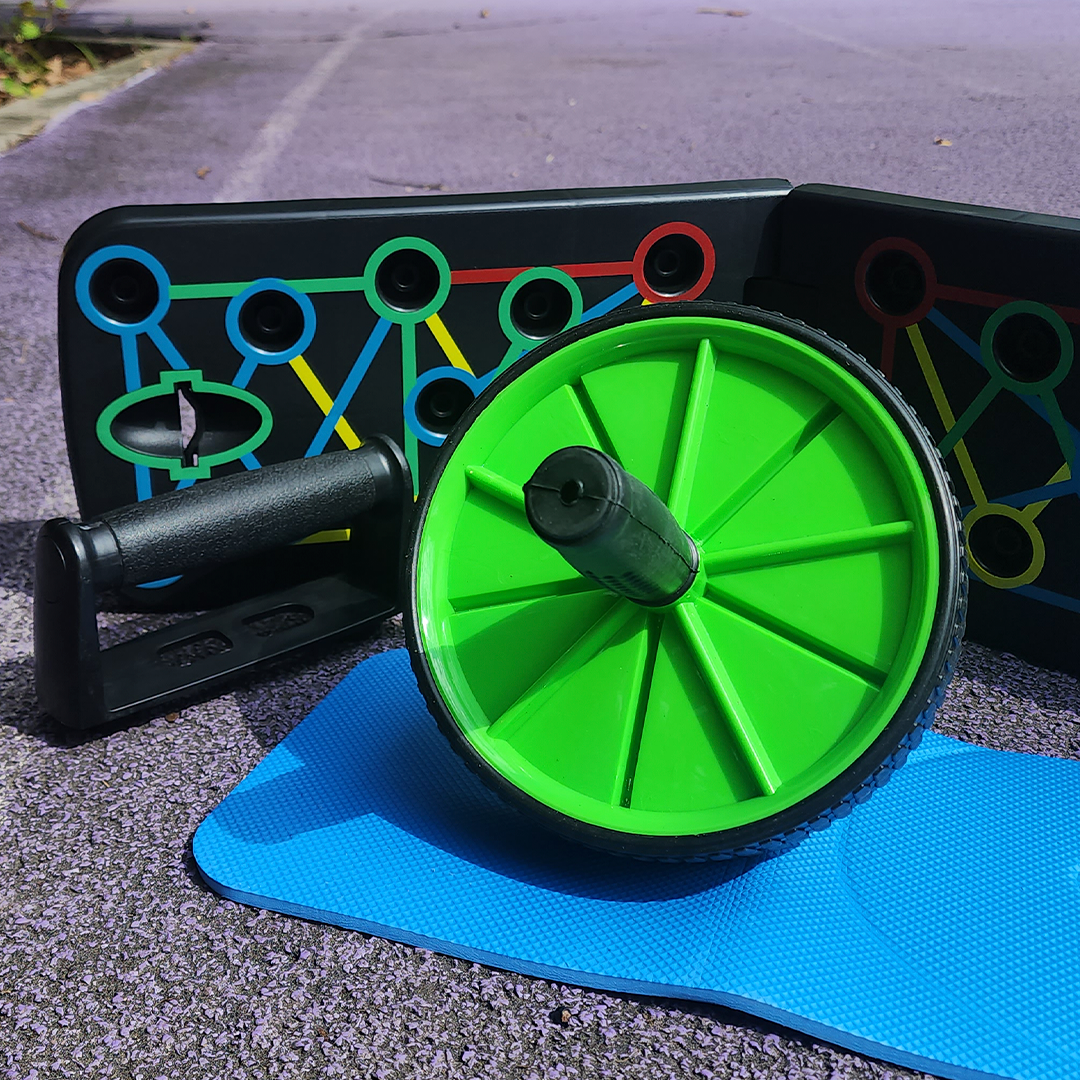 Combo Tabla Push Up + Rueda Abdominal — Kit Completo para Entrenar en Casa