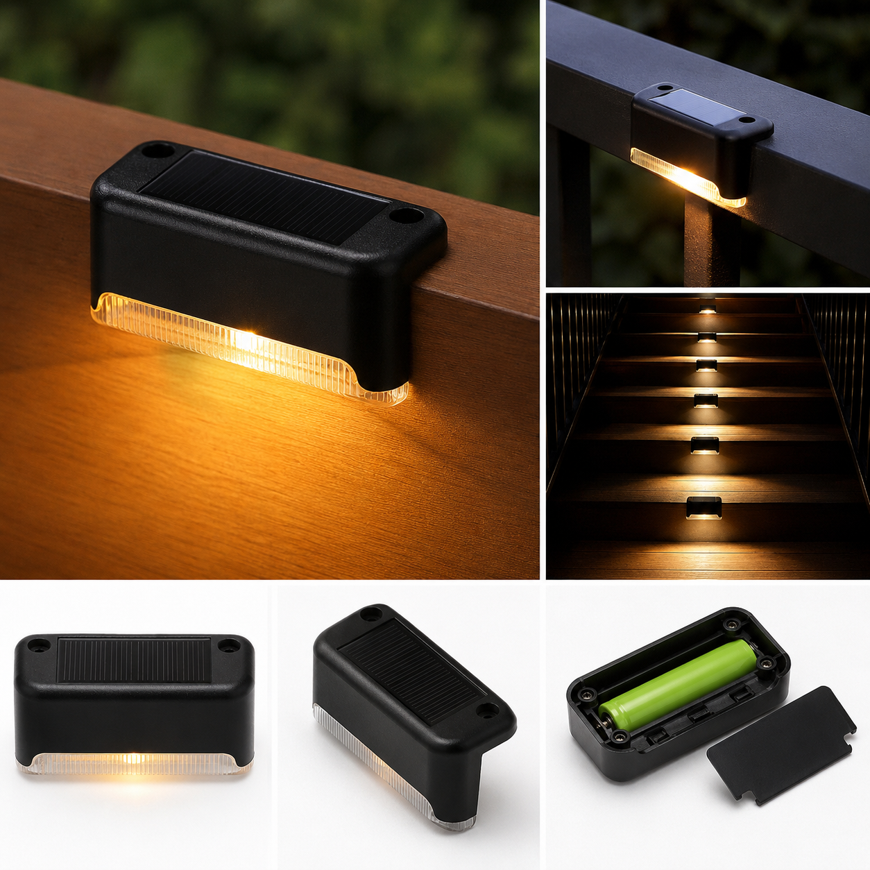 Kit x4 Luces LED Solares Automáticas — Jardín, Escaleras y Exterior