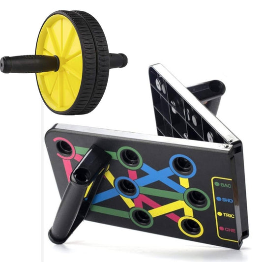 Combo Tabla Push Up + Rueda Abdominal — Kit Completo para Entrenar en Casa