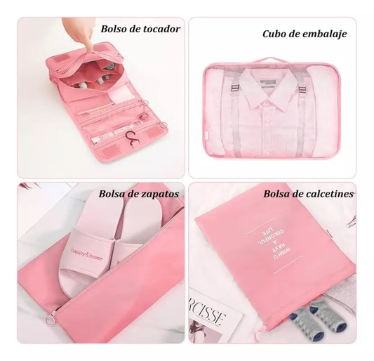Kit Viajero Organizador de Ropa 7 Piezas — Nailon Impermeable