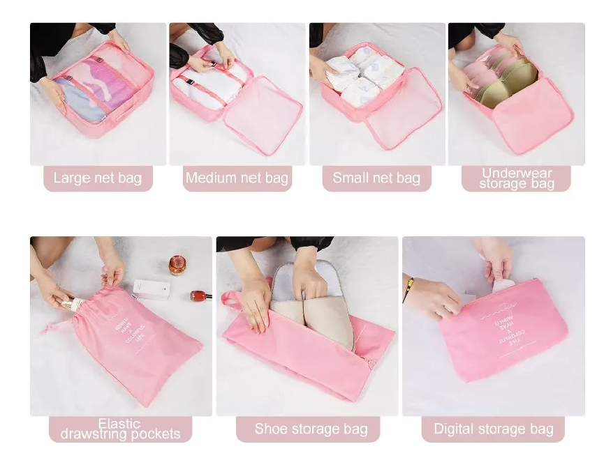 Kit Viajero Organizador de Ropa 7 Piezas — Nailon Impermeable
