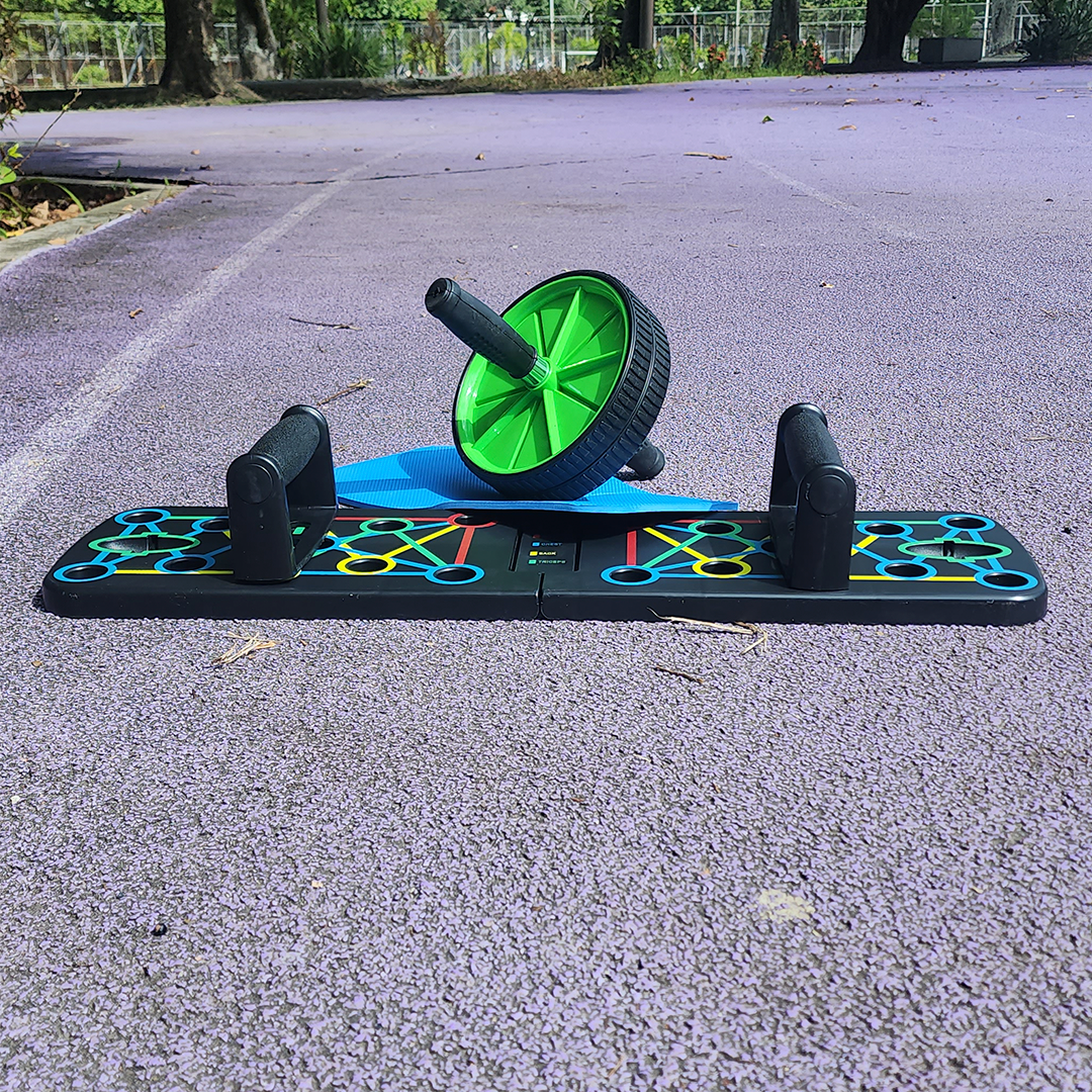 Combo Tabla Push Up + Rueda Abdominal — Kit Completo para Entrenar en Casa