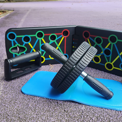 Combo Tabla Push Up + Rueda Abdominal — Kit Completo para Entrenar en Casa