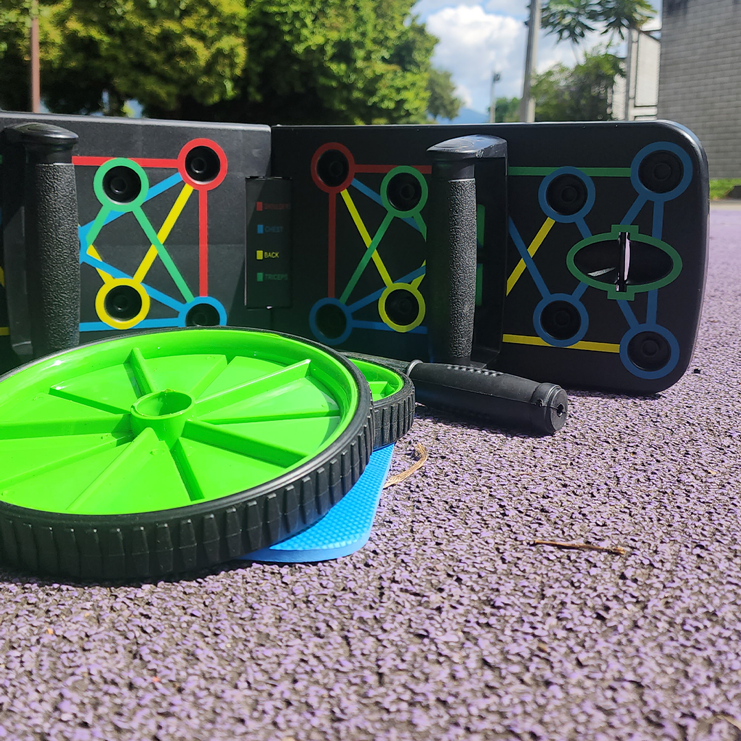 Combo Tabla Push Up + Rueda Abdominal — Kit Completo para Entrenar en Casa