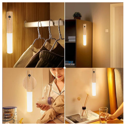 Luz Nocturna con Sensor de Movimiento — Inalámbrica, Madera y Acrílico