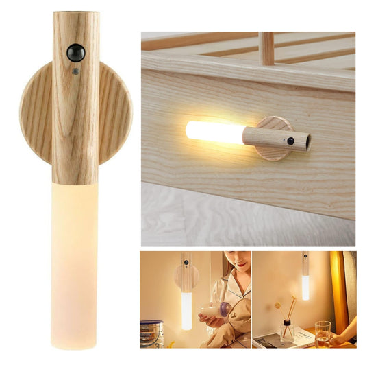Luz Nocturna con Sensor de Movimiento — Inalámbrica, Madera y Acrílico