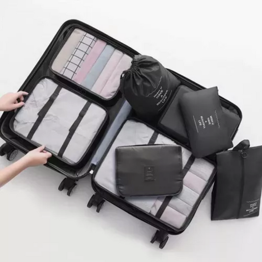 Set x8 Bolsas Organizadoras de Ropa para Viaje — Tela Oxford Impermeable