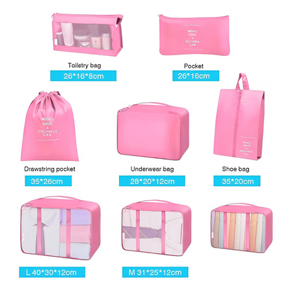 Set x8 Bolsas Organizadoras de Ropa para Viaje — Tela Oxford Impermeable