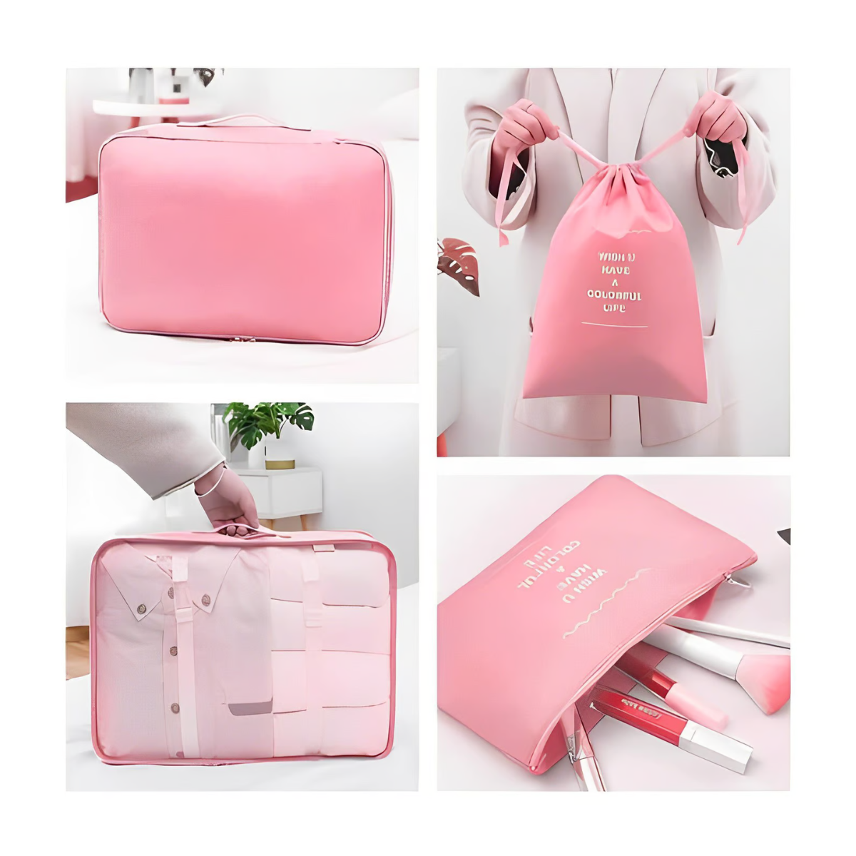 Set x8 Bolsas Organizadoras de Ropa para Viaje — Tela Oxford Impermeable