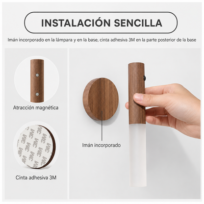 Luz Nocturna con Sensor de Movimiento — Inalámbrica, Madera y Acrílico
